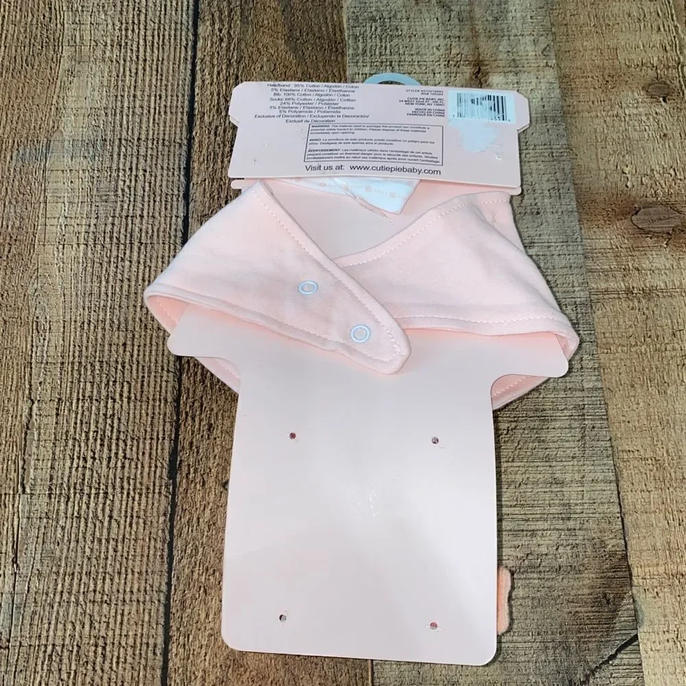 3 Pc. Pink Mother’s Day Bib Socks Headband Set NWT